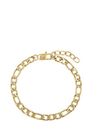 Armband in Goldton mit länglichen ovalen Gliedern und einem Karabinerverschluss mit verstellbarer Verlängerungskette.