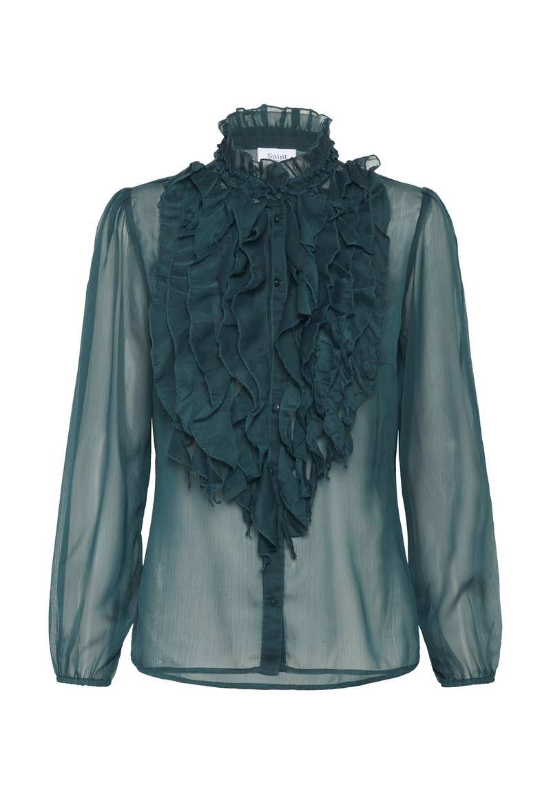 Saint Tropez LILJASZ CRINKLE LS SHIRT - Blus - june bug/mörkgrön ...