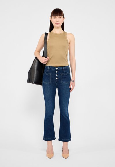 FRAME LE BARDOT CROP MINI EXPOSED FLY - Bootcut-farkut - sicily clean