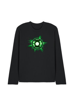 Black long-sleeve shirt with a glowing green Green Lantern logo in the center of the chest.