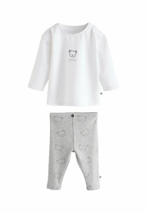 Next, REGULAR FIT - TOP AND LEGGING BABY SET UNISEX - Leggings - Trousers - white grey delicate bear
