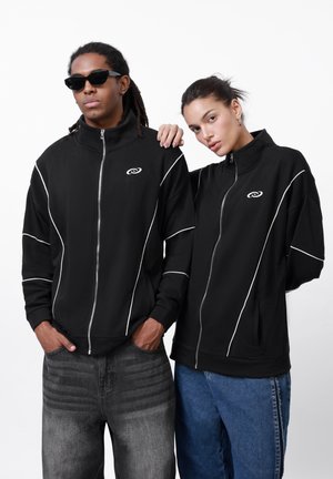 UNISEX - Zip-up sweatshirt - black/white