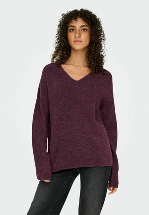 ONLCAMILLA V-NECK LS  - Vesta - mauve wine
