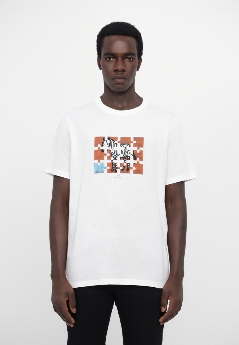 PS Paul Smith JIGSAW ZEBRA - T-shirts med print - white