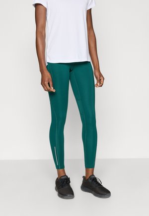 Even&Odd active FULL LENGTH HIGH RISE LEGGINGS WITH REFLECTIVE STRIP - Legíny - dark green