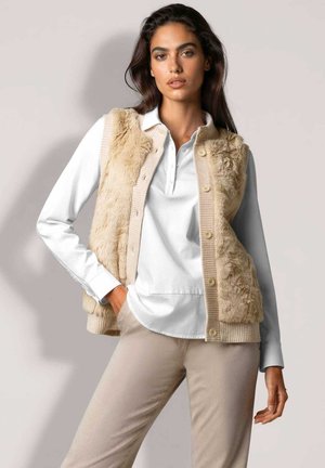 MADELEINE MADELEINE WESTE WEBPELZ-WESTE MIT STEHKRAGEN - Weste - beige melange