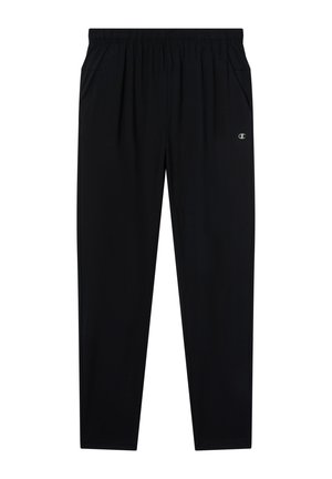 Pantalones deportivos negros con una cintura elástica, bolsillos laterales y un pequeño logo en la parte delantera. Confeccionados con una tela suave y ligera.