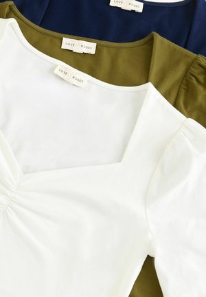Love & Roses, REGULAR FIT - SWEETHEART NECK SHORT SLEEVE TOPS 3 PACK - T-Shirt print - navy blue white khaki green