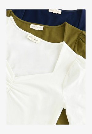 Love & Roses, REGULAR FIT - SWEETHEART NECK SHORT SLEEVE TOPS 3 PACK - T-shirts print - navy blue white khaki green