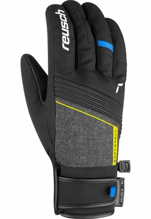 Reusch LUCA - Fingerhandschuh - black mel/saf.yell/b.blue