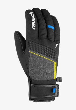 Reusch LUCA - Fingerhandschuh - black mel/saf.yell/b.blue