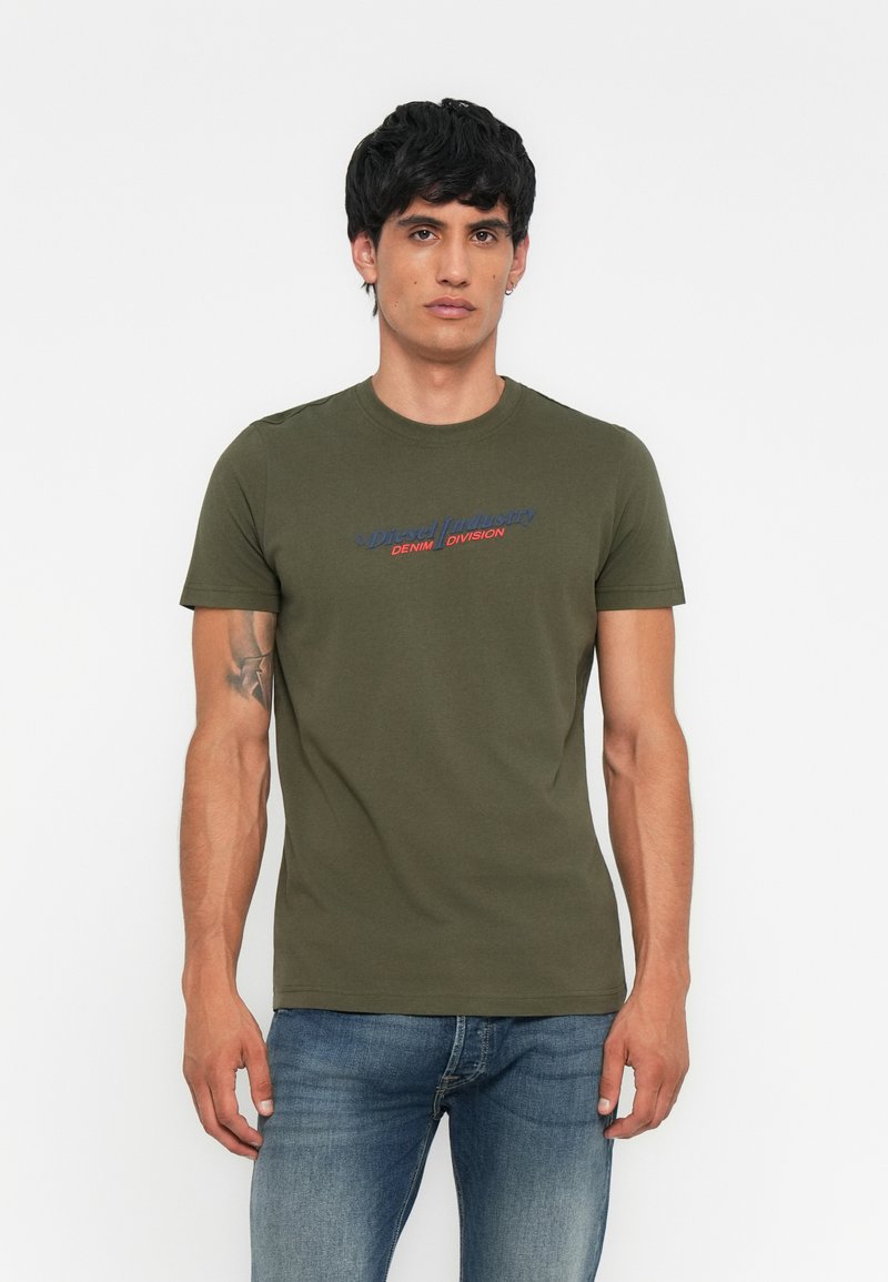 Diesel T-shirt print donkergroen