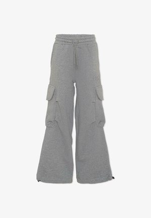 Grijze sweatpants met een ontspannen pasvorm, elastische tailleband en verstelbaar trekkoord. Beschikt over twee grote zijvakjes en ritsen bij de boorden.