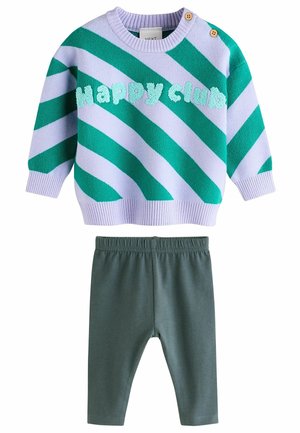 SET - Leggingsit - green stripe