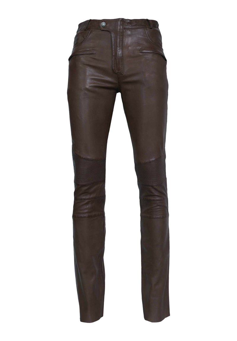 Paulgos traditionele leren broek met bretellen voor heren, echt leer, kort, in 5 kleuren, maat 44 - 60 HK1., donkerbruin, 44