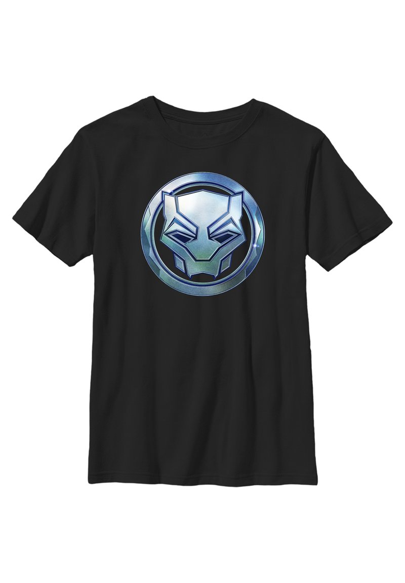 T-Shirt Garçon Black Panther Marvel – Manches Courtes Imprimé Métallique Scintillant – Wakanda Forever