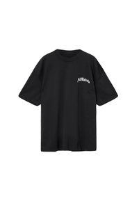 Sort bomulds-T-shirt med korte ærmer. Har et lille hvidt "AllSaints"-logo på brystet. Klassisk rund hals.