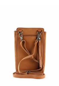 Sac bandoulière en cuir fauve au design épuré, doté d'un compartiment zippé, d'une sangle réglable et d'accents en métal.