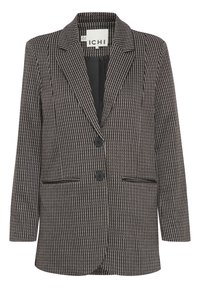 Pruhovaný blazer v černobílé barvě se dvěma knoflíky, klopovým límcem a předními kapsami. Texturovaná tkanina s dobře padnoucím střihem a strukturovanou siluetou.