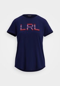 BEADED LOGO COTTON JERSEY TEE - Tričko s potlačou - refined navy
