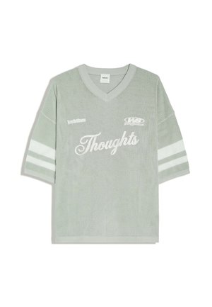 Bershka, EMBROIDERED MESH V-NECK - T-SHIRT - T-shirt con stampa - green