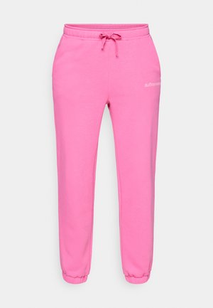 Pantaloni della tuta rosa realizzati in morbido misto cotone, con vita regolabile tramite cordino, polsini a coste e piccolo logo stampato sulla coscia.