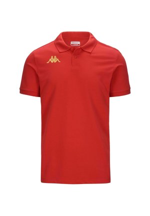 Polo shirt rosso in cotone, con colletto a due bottoni e logo Kappa dorato sul lato sinistro del petto. Maniche corte con vestibilità classica.