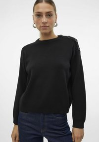 Vero Moda VMSABA O-NECK BUTTON  - Maglione - black