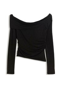 SHIMMERY TEXTURED-BARDOT - Maglietta a manica lunga - black