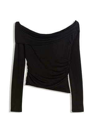 SHIMMERY TEXTURED-BARDOT - Långärmad tröja - black