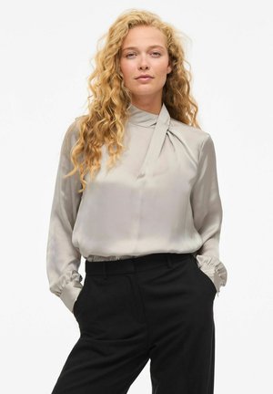 MIT LANGEN ÄRMELN VISOFIE STEHKRAGEN - Blouse - cement