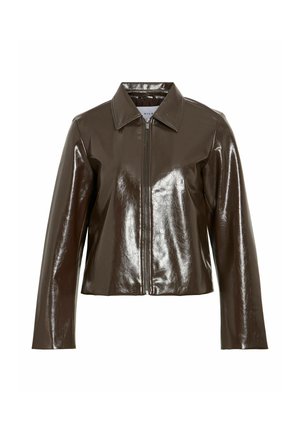 VILA, JACKET VISHINNY ZIPPER - Veste en similicuir - coffee bean