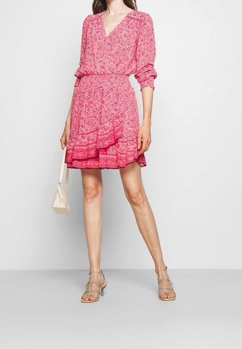 michael kors pink floral dress Michael Kors Floral Print Cotton Poplin Midi Dress