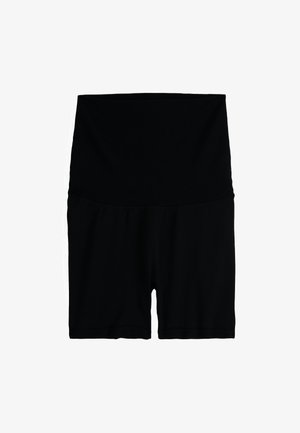 Mustad kõrge vöökohaga õmblusteta rattapüksid, keskmise reielihaseni, valmistatud venivast kangast mugavaks kandmiseks.