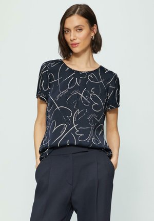 s.Oliver BLACK LABEL MIT MAUSEZAHNKANTE UND FALTEN AM AUSSCHNITT - Bluse - navy