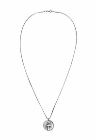 Silversmyckes kedja med en rund hänge med en graverad ankh-symbol. Kedjan har en slät yta och en säker kräftklämma.