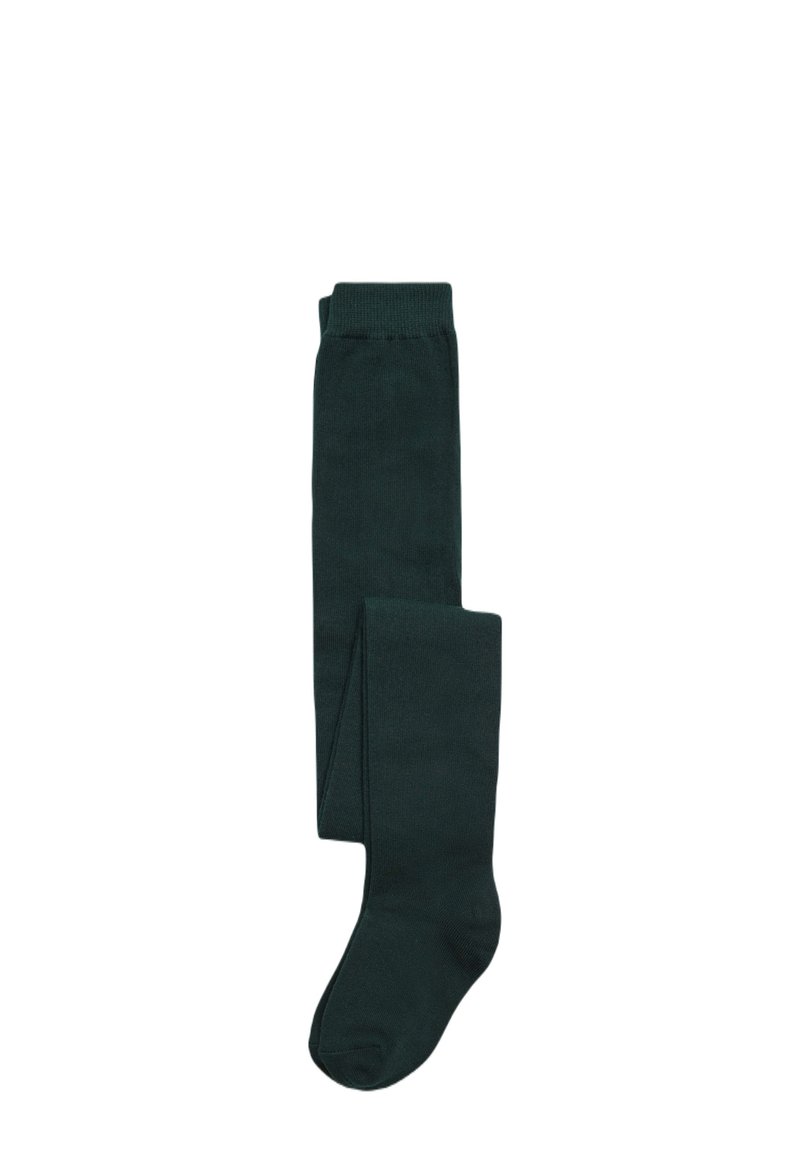 Medias verdes oscuras con una textura suave y acabado opaco. Cuentan con una banda elástica cómoda y un diseño sin costuras sin patrones visibles.