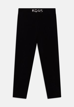 Schwarze Leggings aus einem glatten, elastischen Material. Sie verfügen über ein enges Design und ein besticktes Logoband am Bund.