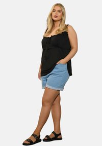 Yours Clothing FRILLED TIE FRONT - Linne - black