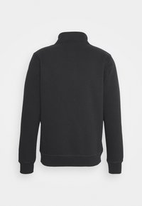 Black sweatshirt with a high collar, ribbed cuffs, and a relaxed fit. Soft texture, no visible logos or patterns on the back.