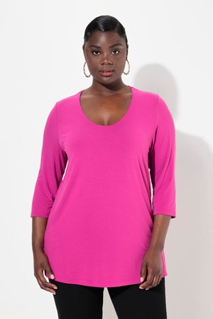 Ulla Popken TIEFER RUNDHALSAUSSCHNITT  - Langærmet T-shirt - magenta