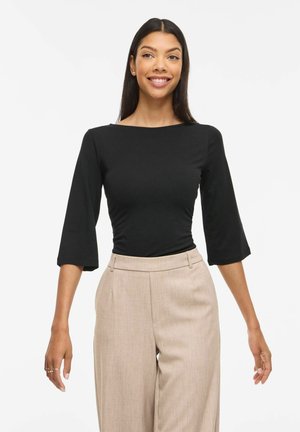 MIT 3/4-ÄRMELN VIEMILIE U-BOOT-AUSSCHNITT - Majica z dolgimi rokavi - black