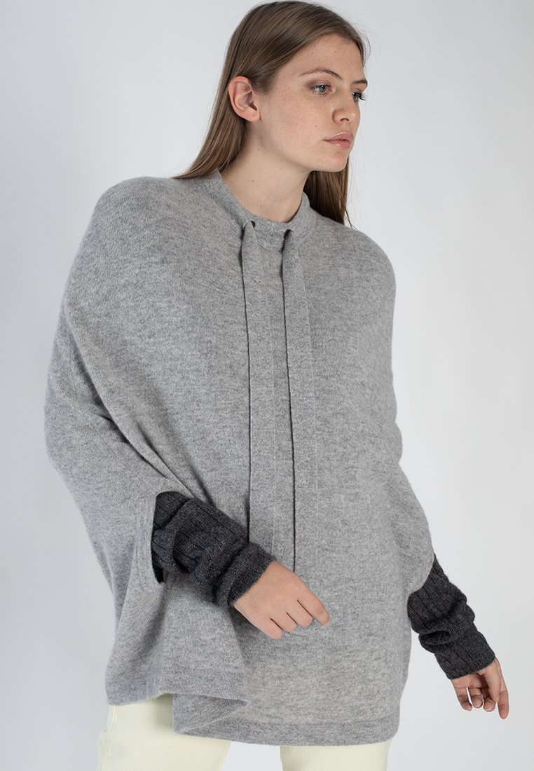 Just Cashmere Poncho grijs