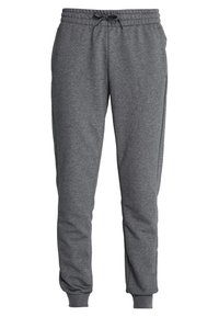 Grijze joggingbroek van zacht stof, met een elastische taille en koord, taps toelopende pijpen en geribbelde boorden bij de enkels.