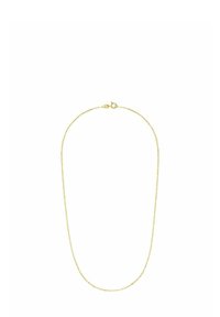 Złoty naszyjnik z delikatnym wzorem łańcuszka, z zapięciem na zatrzask w kształcie homara i gładką teksturą. Długość wynosi około 18 cali.