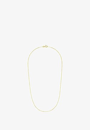 Collar de cadena de oro con un diseño de cadena delicado, que presenta un cierre de langosta y una textura suave. La longitud es de aproximadamente 18 pulgadas.