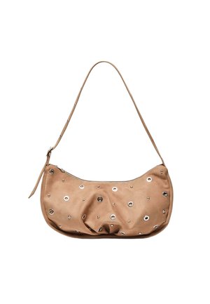 SHOULDER WITH PLEATS AND EYELETS - Sac bandoulière - brown