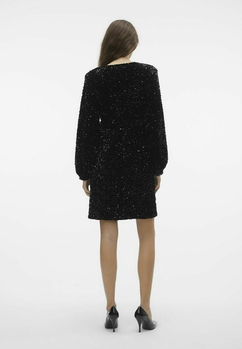 vero moda black sequin dress Vero Moda - Textured Sequin Bow Back Mini Dress - Women - Polyester - M