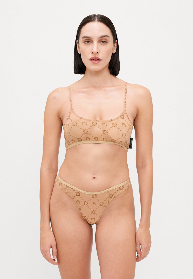 MARINE SERRE - MOONOGRAM FLOCK BRALETTE - Bustier - camel, Enlarge