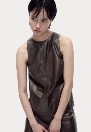 FAUX LEATHER  - Blus - chocolate